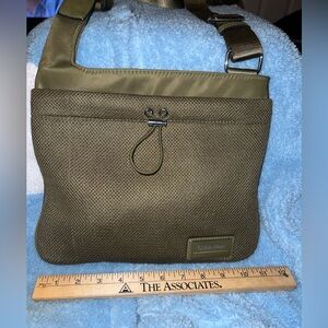 Calvin Klein Olive Green Crossbody Bag with Front Zip Pocket